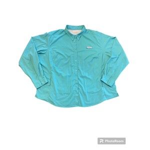 Columbia PFG Shirt Womens 3X Teal  Performance Fishing Gear Mesh Lined Snap Up